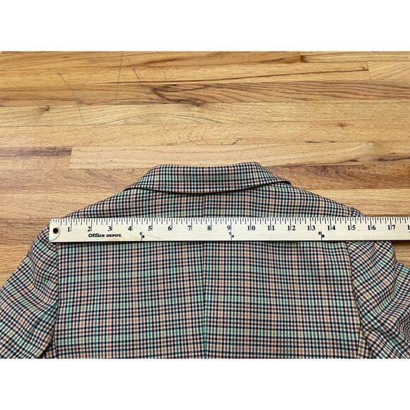 Talbots Womens Brown Blazer Wool Blend Jacket Elbow Patch Stretch Houndstooth 6p - Picture 9 of 9